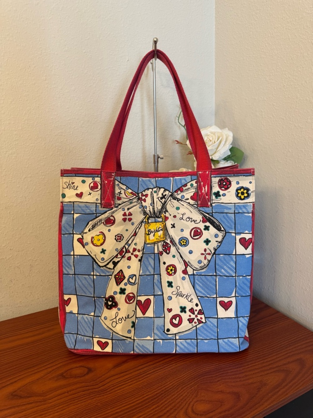 Brighton Blue & Red Bow-Print Tote